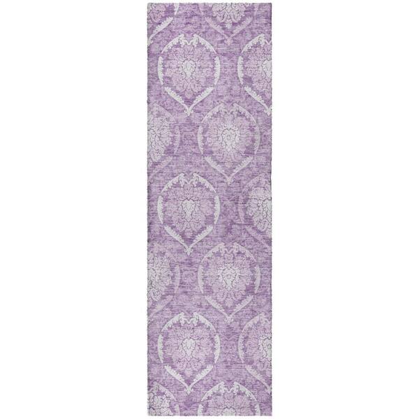 Dream Shag Premium Machine Washable Abstract ADS810 Plum 2 ft. x 7 ft. Runner Rug