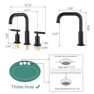 Alexa 360-Degree Swivel 8 in. Widespread Double Handle Bathroom Faucet with Pop-Up Drain in Matte Black (1-Pack)