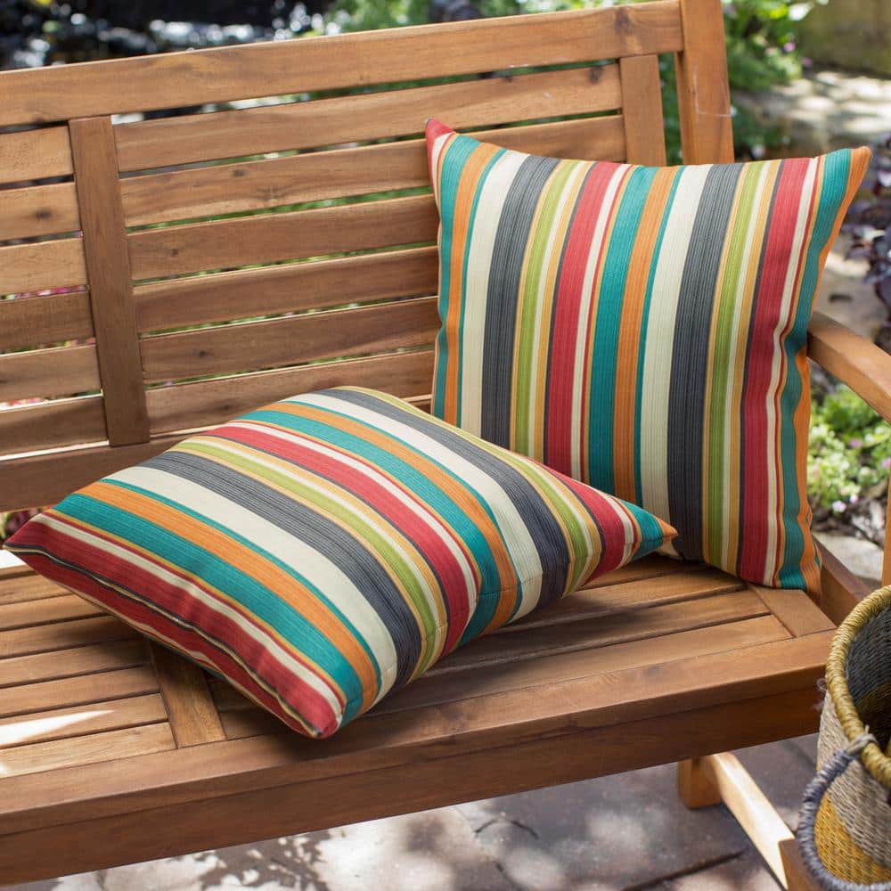 Sunset Stripe 17" Square Outdoor Throw Pillow Set