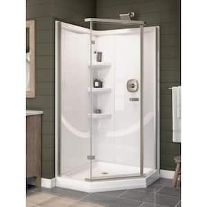 38 in. W x 73.88 in. H 2-Piece Direct-to-Stud Corner Shower Wall Surround in White