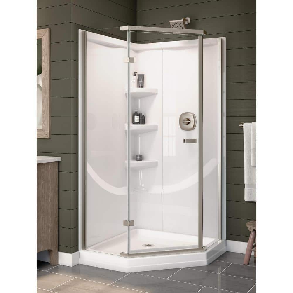 Delta Classic 38 in. W x 73.88 in. H 2-Piece Direct-to-Stud Corner Shower  Wall Surround in White B67916-3838-WH - The Home Depot