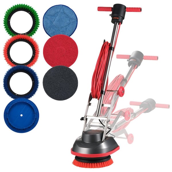 Commercial Floor Scrubber, Heavy Duty Polisher, 1900 RPM, 43 ft. Cord, 3 Pads and Brushes, Ideal for All Floor Surfaces