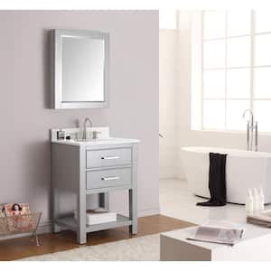 Brooks 25 in. W x 22 in. D Bath Vanity in Chilled Gray with Engineered Stone Vanity Top in White with White Basin