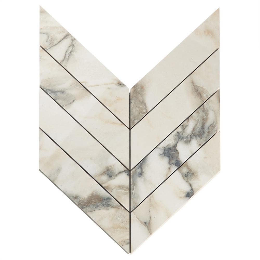 Calacatta Rustico Polished Porcelain Chevron Mosaic Tile
