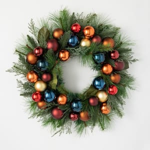 27 in. Unlit Multi-Color Festive Ornamental Pine Artificial Christmas Wreath