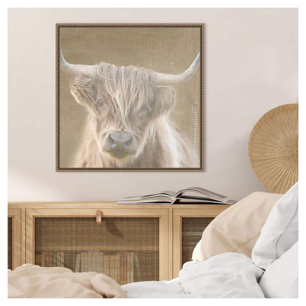 Soulful Bull Bronze Framed Canvas Animal Print 22x22