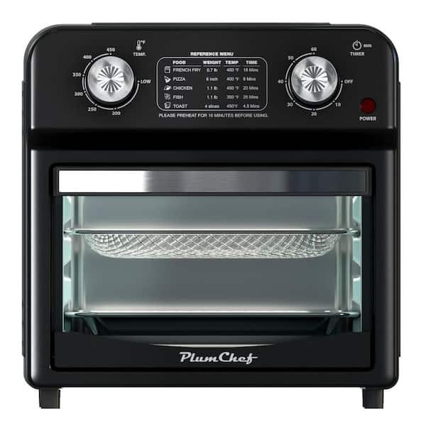 Amucolo 1650 W 6-Slice Black Stainless Steel Air Fryer Toaster Oven 26 qt. Steam Convection Countertop Oven 50-Cooking Presets