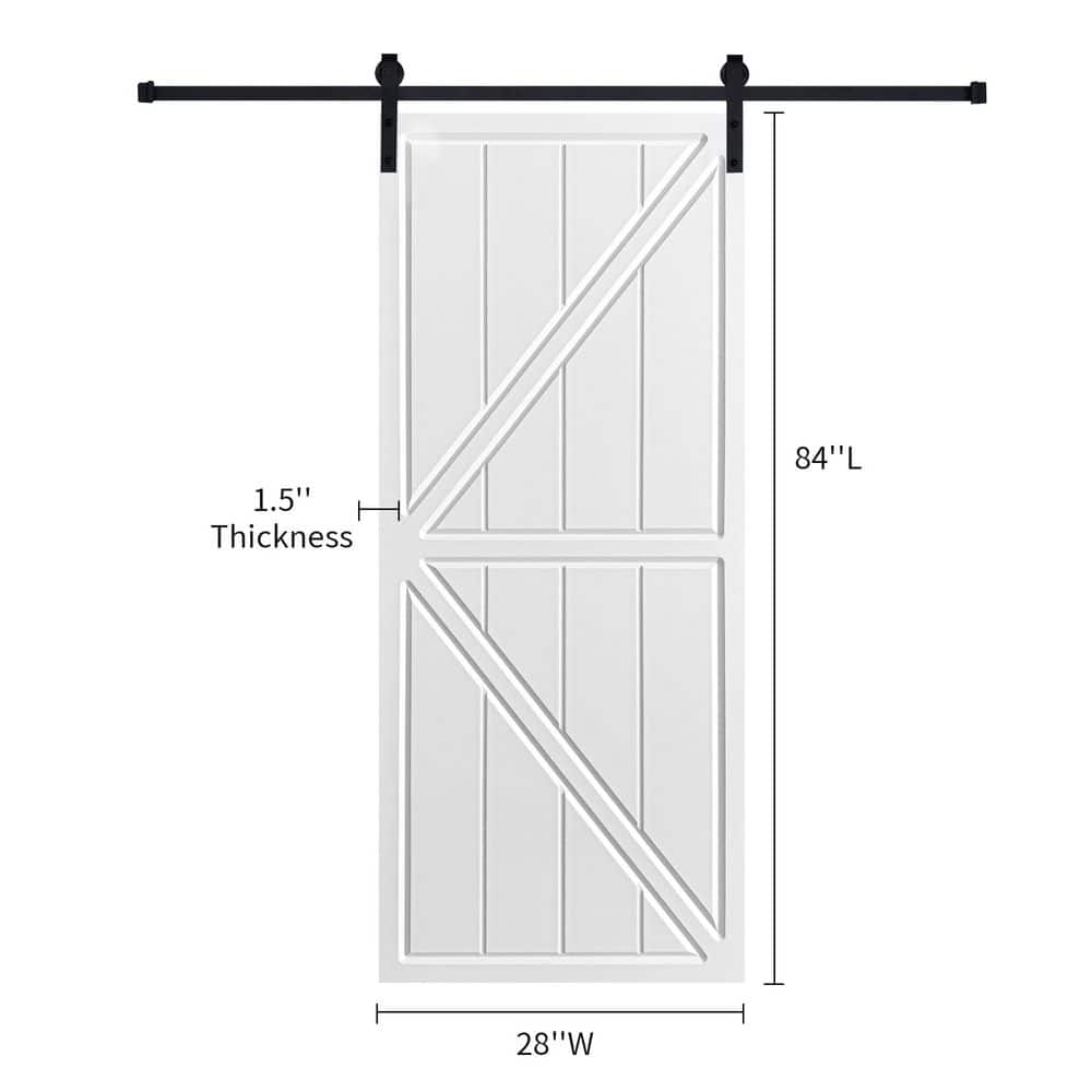 Modern K Frame 28 in. x 80 in. MDF White Barn Sliding Door With Hardware kit price history on PriceWatchPro