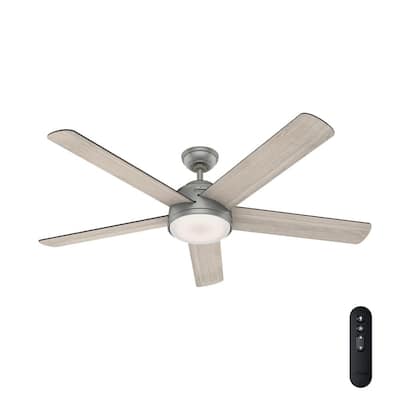 Romulus 60 in. Integrated LED Indoor Matte Silver Smart Ceiling Fan with Light Kit and Remote