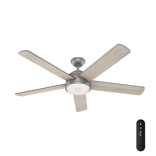 Hunter Romulus 60 in. Integrated LED Indoor Matte Silver Smart Ceiling Fan with Light Kit and Remote