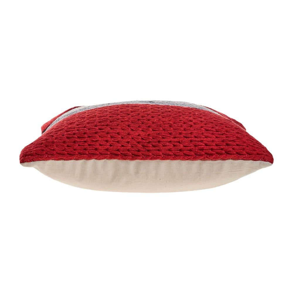 Red and Blue Nautical Striped Square Throw Pillow