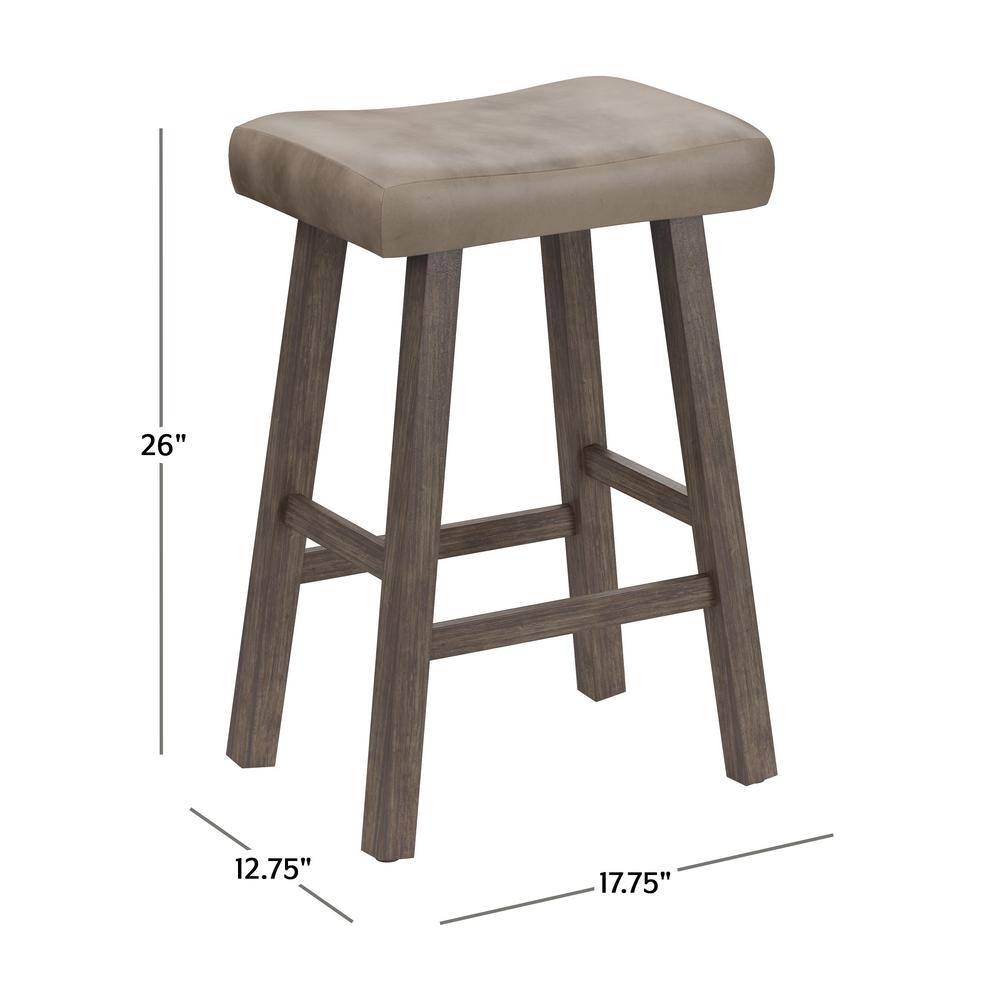 Rustic Gray Backless Saddle Wood Counter Stool