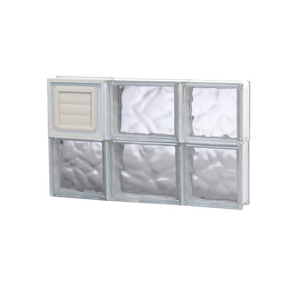 Clearly Secure 19.25 in. x 11.5 in. x 3.125 in. Frameless Wave Pattern Glass Block Window with Dryer Vent