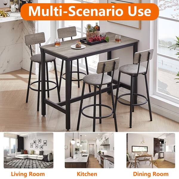 DKLGG 7-Piece Dining Table Set For 6 People, Tempered Glass