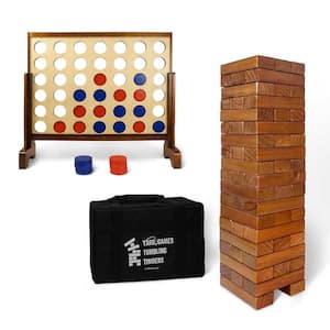 30 in. H Wood Stacking Game and 22 in. H 4-in-a-Row Outdoor Game Bundle