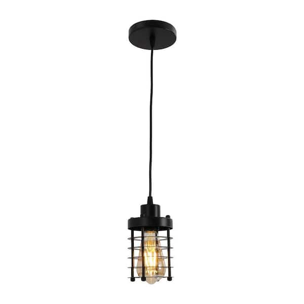 OUKANING 1-Light Black Industrial Vintage Simple Metal Cage Mini