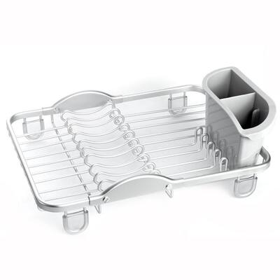 Sinkin Aluminum with Removable Cutlery Holder Counter Top Kitchen Silver Compact Dish Rack
