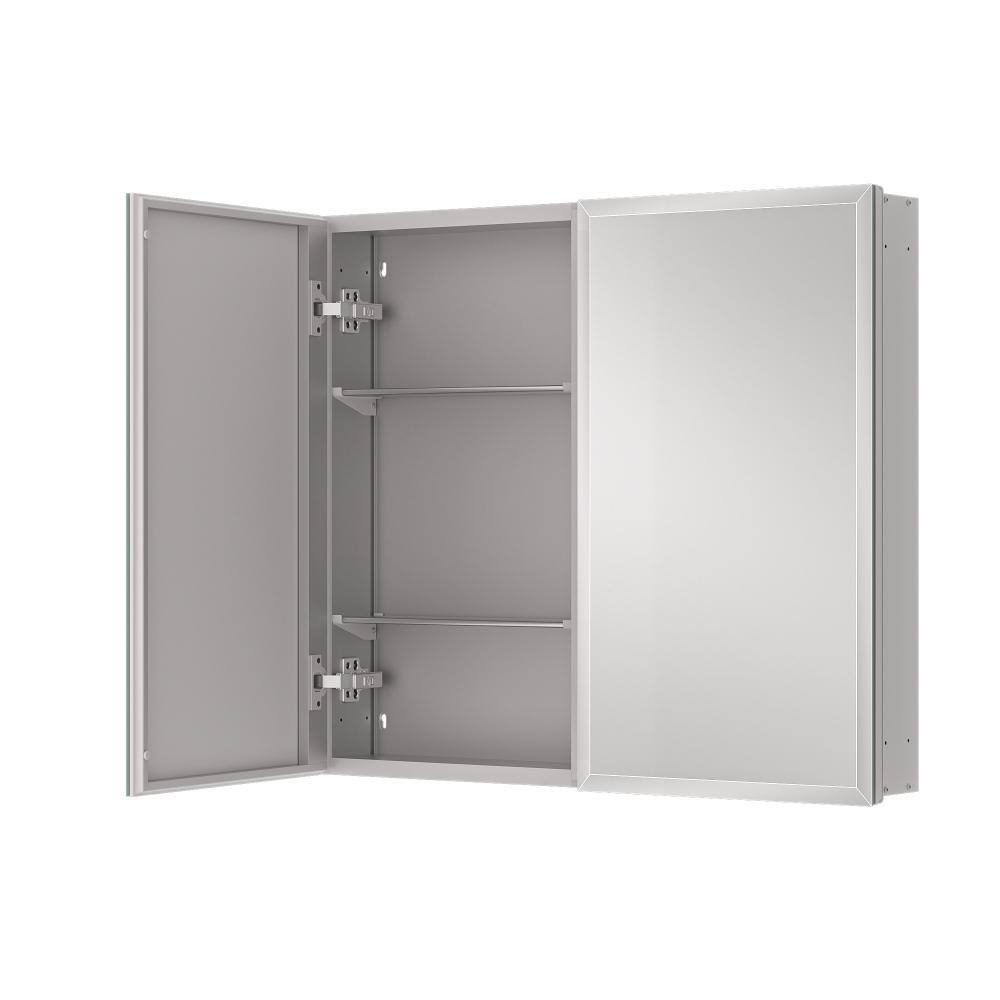 30 in. W x 26 in. H Rectangular Beveled Frameless Metal Silver Surface Mount/Recessed Medicine Cabinet with Mirror price history on PriceWatchPro