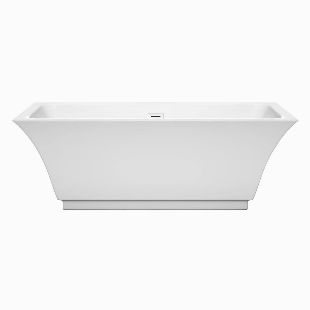 Galina 67'' Shiny White Acrylic Freestanding Soaking Bathtub