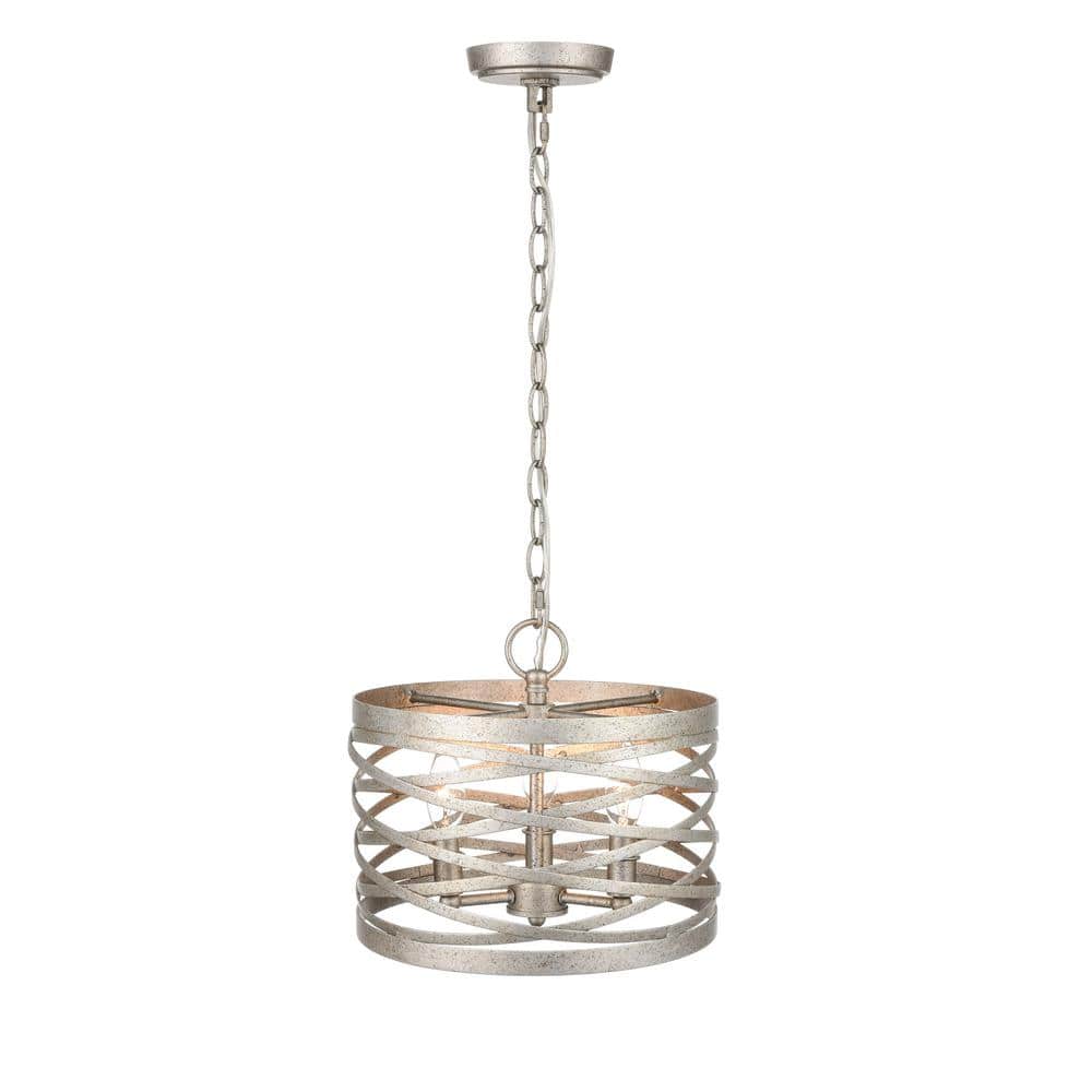Distressed Antique Nickel Mini Pendant Light with Adjustable Height