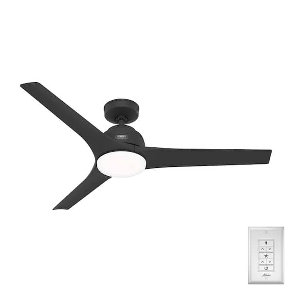 Hunter Gallegos 52 in. Integrated LED Indoor/Outdoor Matte Black Ceiling Fan with Wall Control Included