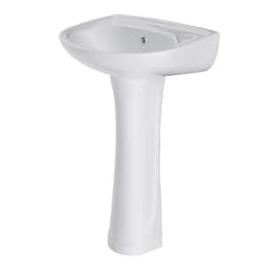 21 in. W x 18.5 in. D Novelty Pedestal Sink Pedestal Bathroom Sink Combo White Vitreous China With Single Faucet Hole