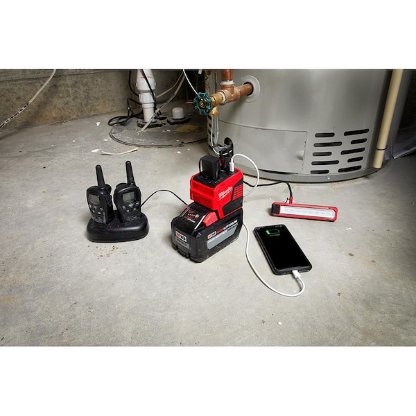 Milwaukee M18 Lithium-Ion Cordless PACKOUT Radio/Speaker with Built-in Charger with M18 175-Watt Powered Compact Inverter 2950-20-2846-20