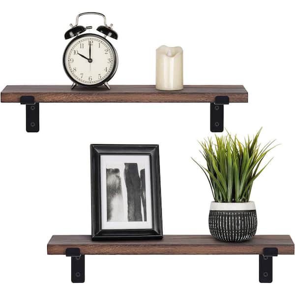 Cubilan 17 in. W x 5.9 in. D Brown Wood Composite Decorative Wall Shelf Floating Shelves Wall Mounted Set of 2
