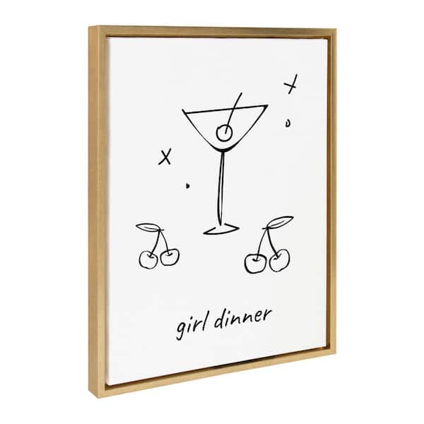 Kate and Laurel Sylvie Girl Dinner Framed Canvas by Honey Island Studio (Set of 1) Typography Art Print 18.00 in. x 24.00 in.