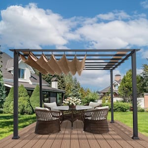 Florence 11 ft. x 16 ft. Aluminum Pergola in Gray Finish and Cocoa Canopy