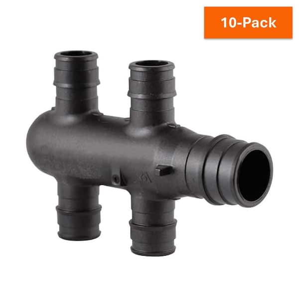 ProPEX 3/4 in. PEX Expansion Barb Engineered Polymer Closed Opposing Multi-Port Tee, 1/2 in. Branch, 4-Outlets (10-Pack)