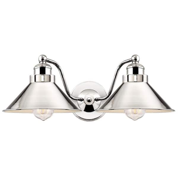 Kira Home Welton 60-Watt Polished Nickel Industrial Wall Sconce with Polished Nickel Shade, No Bulb Included
