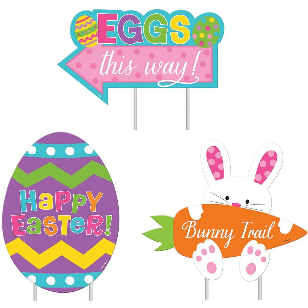 Amscan Easter Sidewalk Signs (3-Pack) 199978 - The Home Depot