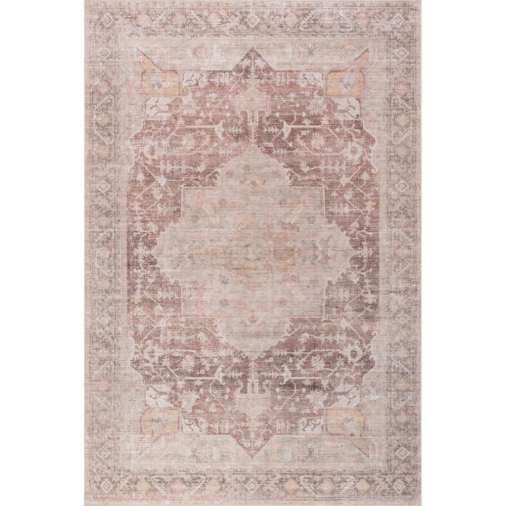 Ava Vintage Persian Spill Proof Washable Pale Pink 2.6 ft. x 6 ft. Indoor Area Rug price history on PriceWatchPro
