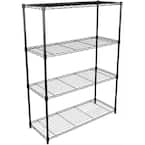35.83 x 13.98 x 53.97 in. Black Simple Deluxe 4-Tier Metal Heavy-Duty Storage Shelving Unit