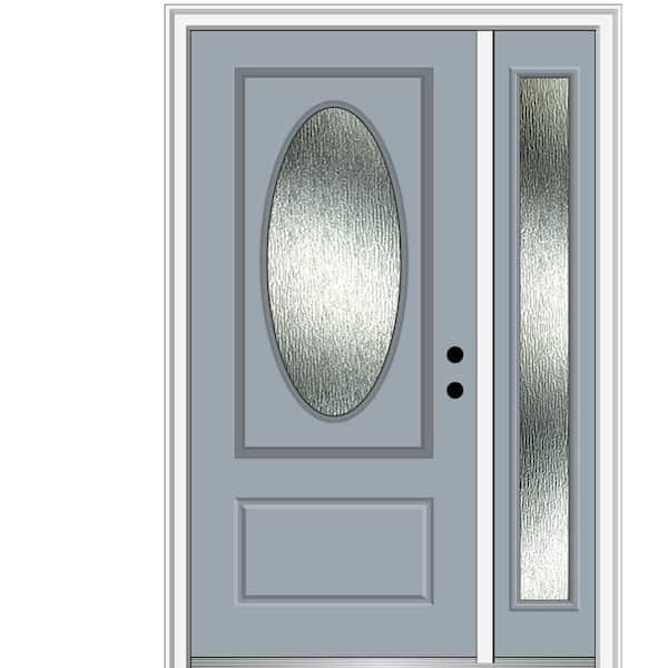 MMI Door 48 in. x 80 in. Left-Hand Inswing Rain Glass Storm Cloud Fiberglass Prehung Front Door on 4-9/16 in. Frame