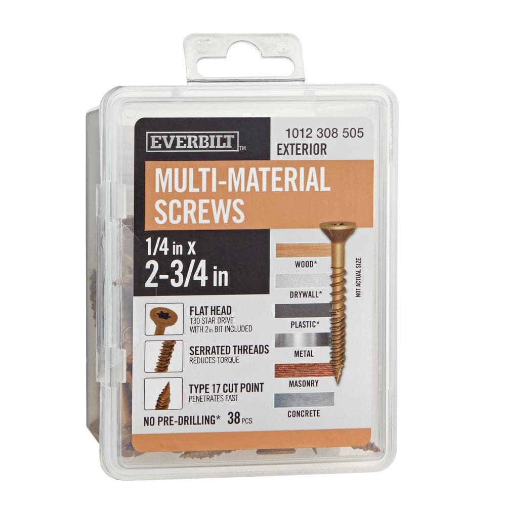 1/4 in x 2-3/4 in. Brown 6-Lobe Torx Drive Exterior Flat Head Multi-Material Screw 1 lbs.-Box (38-Piece ) price history on PriceWatchPro