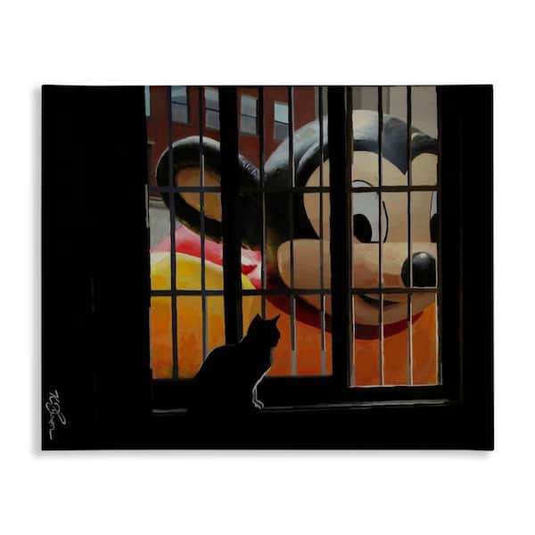 Stupell Industries Mouse Character Peering at Cat by Keith Thomson Unframed Animal Graphic Art Print 24 in. x 30 in.