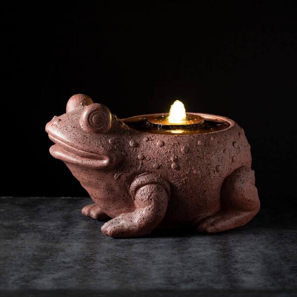 SULLIVANS 10.5 in. Copper Finished Frog Fountain, Resin PR2891