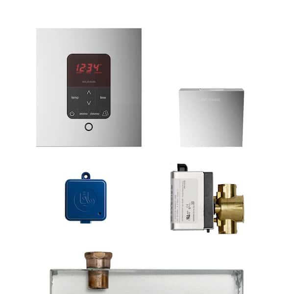 Mr. Steam MS Butler Package with iTempo Pro Square Programmable Control for Steam Bath Generator in Polished Chrome
