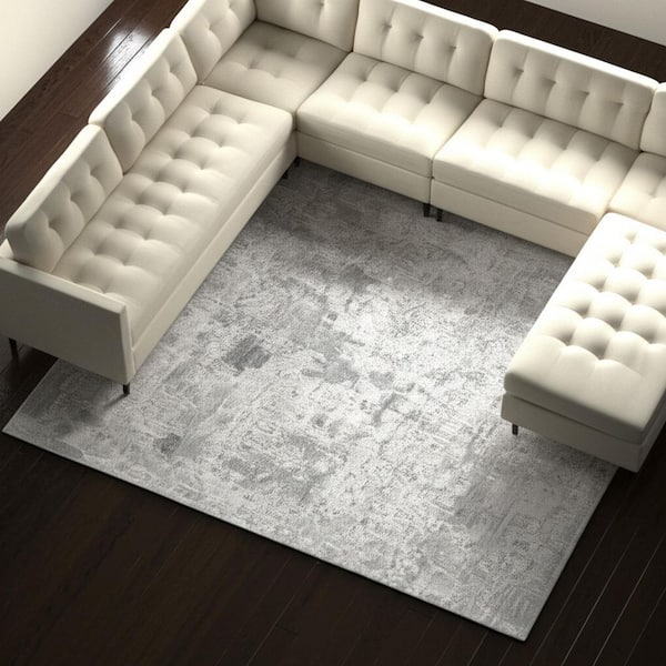 Gray 9 x 12 ft. Woven Abstract Rectangle Indoor Area Rug