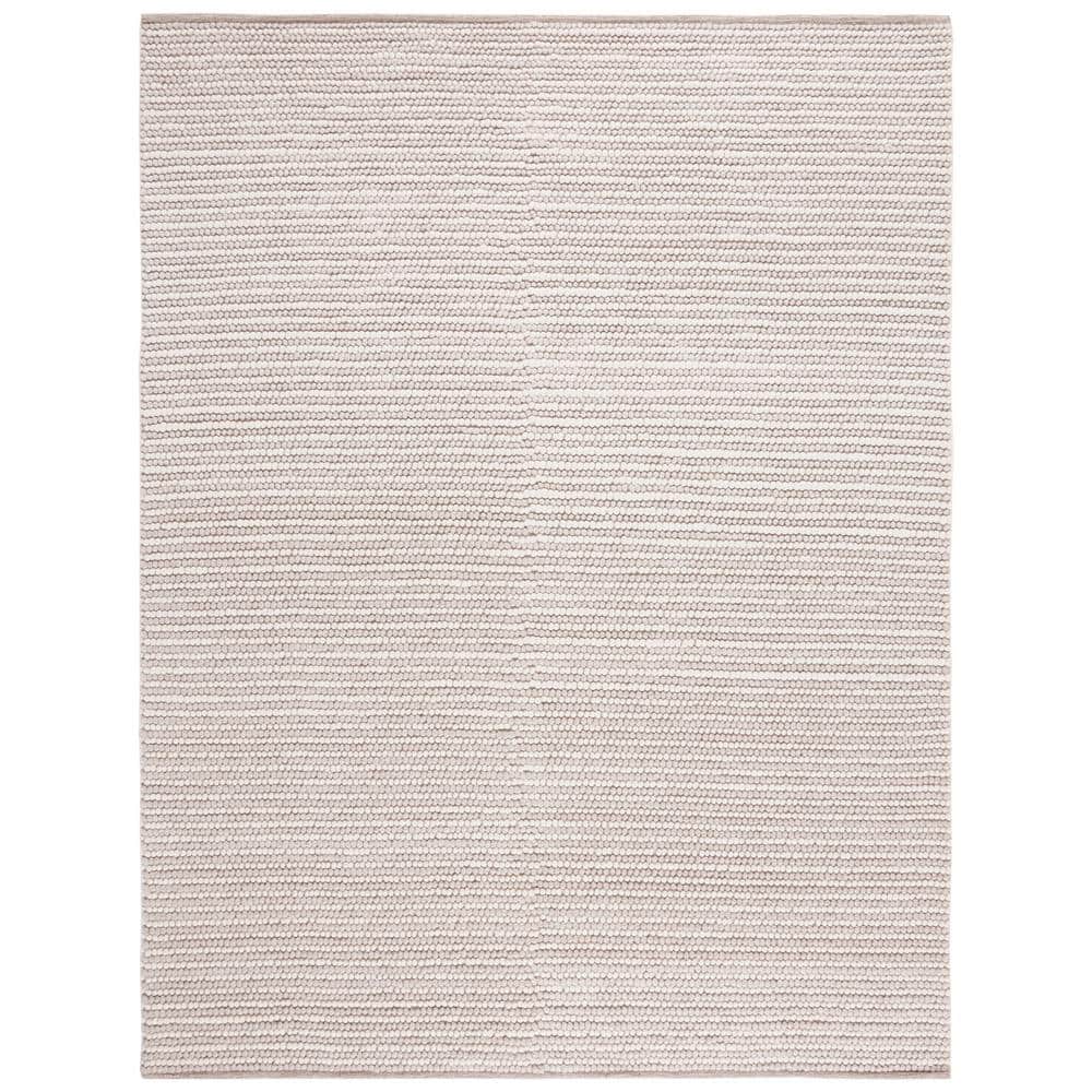 Ivory and Beige 8' x 10' Handwoven Wool and Synthetic Area Rug