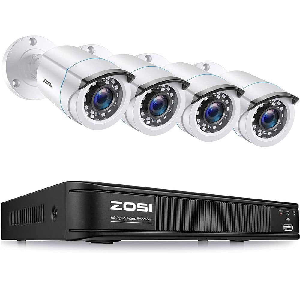 8-Channel H. 265+ 3K-Lite DVR Home Security System with 4 Wired 1080P Full HD Outdoor Bullet Cameras, White price history on PriceWatchPro
