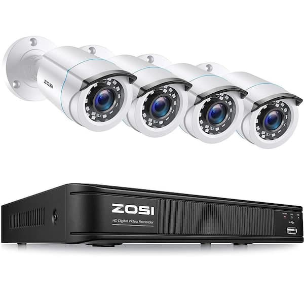 8-Channel H. 265+ 3K-Lite DVR Home Security System with 4 Wired 1080P Full HD Outdoor Bullet Cameras, White