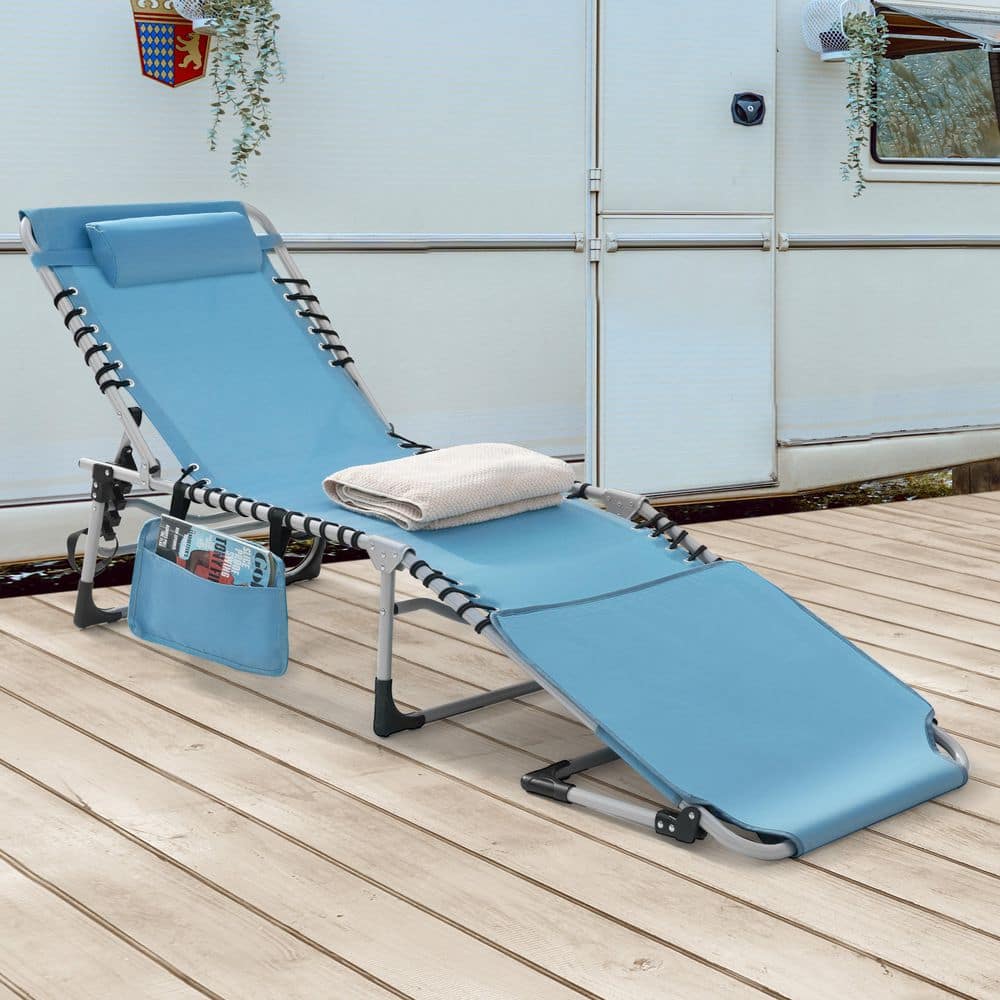 Nuu Garden Black Folding Textilene and Steel Outdoor Lounge Chair