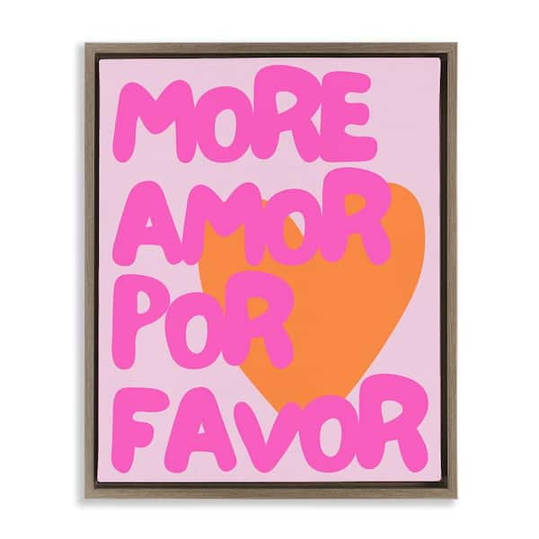 Stupell Industries More Amor Por Favor by House of Lulu Brown Floater Frame Typography Graphic Art Print 21 in. x 17 in.
