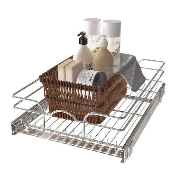 DIY Cupboard Drawer Basket Kitchen Storage Shelf Organizer Sliding Cabinet  Basket Pull Out Metal Drawer Type Mesh Basket