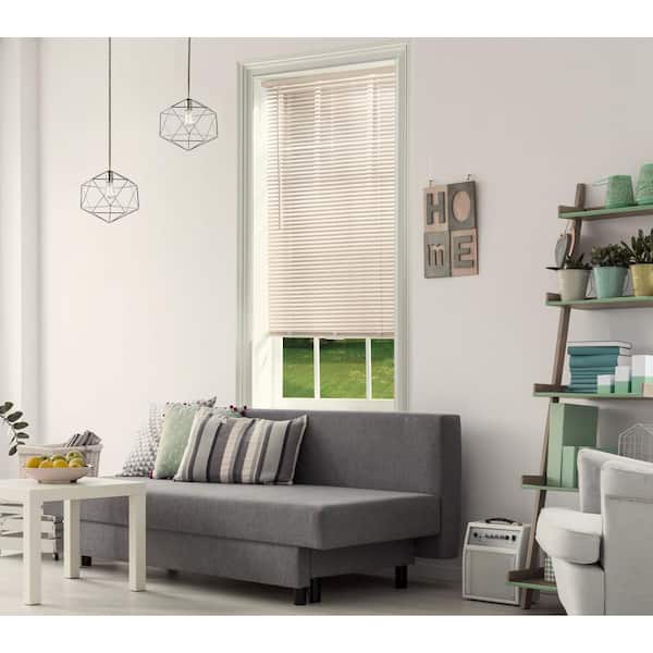 Hampton Bay Alabaster Cordless Room Darkening 1 in. Vinyl Mini Blind for Window or Door - 19 in. W x 72 in. L