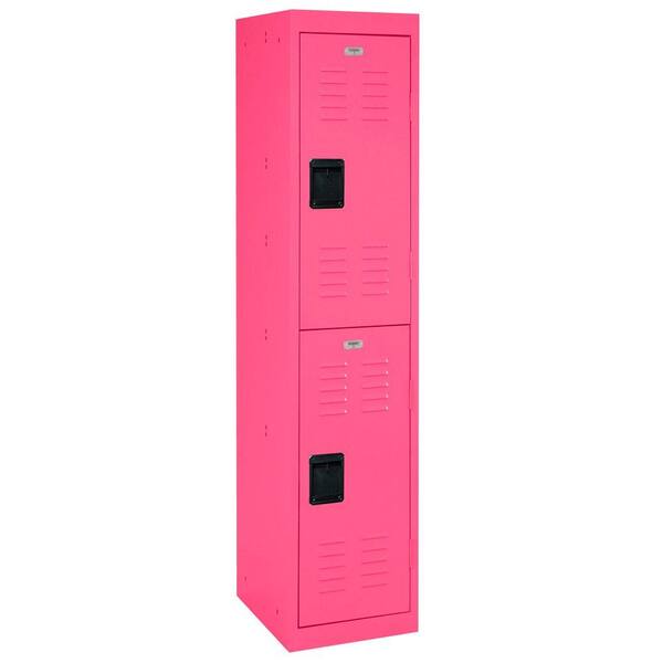 Sandusky 66 in. H x 15 in. W x 18 in. D 2-Tier Welded Steel Storage Locker in Pom Pom Pink