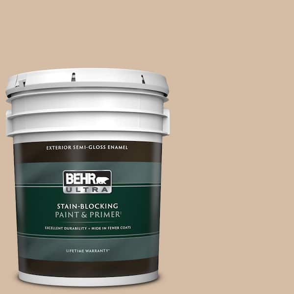 BEHR ULTRA 5 gal. #PWL-86 Nutty Beige Semi-Gloss Enamel Exterior Paint & Primer